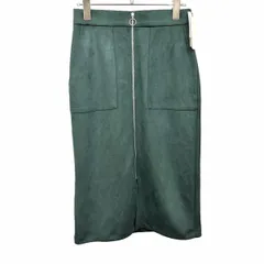 【新品】MURUA フェイクスエード カットソータイトベイカースカート フロントファスナー ポリエステル×ポリウレタン F 緑 レディース