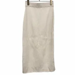 【新品】natural couture リブニットスカート Aライン 裏地無し バックスリット ウエストゴム レーヨン×ポリ F ベージュ レディース