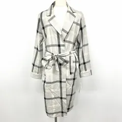 【新品】OPAQUE.CLIP シャツガウンコート チェスターコート ボタン無し チェック 裏地無し 長袖 L 青み掛かったグレー レディース