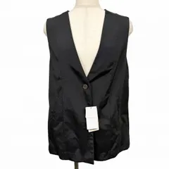 【新品】OPAQUE.CLIP 少し薄手 ノースリーブジャケット ベスト ジレ 着丈が長め 1つボタン留め 無地 裏地無し 綿×ポリ M 黒 レディース