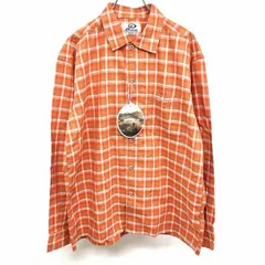 【新品】[印象N] PIKO ピコ チェックシャツ メンズ M オレンジブラウン系×ブルー系×ホワイト 茶系 綿100% フレンチフロント ボックスカット ロゴ刺繍 長袖 ポケットのサムネイル