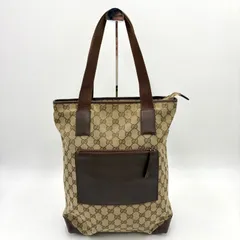 GUCCI グッチ GGキャンバス トートバッグ ショルダーバッグ A4肩掛け可 キャンバス×レザー ブラウン 019 0401