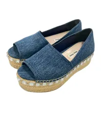 ミュウ ミュウ オープントゥサンダル デニム エスパドリーユ ビジュー レディース SIZE 36 1/2 Miu Miuのサムネイル