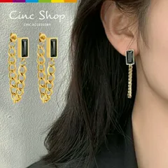 【送料無料】ピアス サージカルステンレス ゴールド ステンレス ブラック チェーン カジュアル 金属アレルギー対応 人気