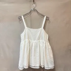 PUAL CE CIN ピュアルセシン コットン リネン ギャザー キャミソール ブラウス ホワイト FREE レディース USED