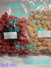 와카야마 기슈 코우메 세트 시라소 코우메 흰 말린 소우메 농가 직송 합계 500g 염도 18%
