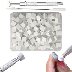 100 Soft Nail Sponges for Ombre Nails with Grab Pen and Mixing Spoon - Professional Nail Art Tool Set for Gel Nails, Mini Size (1cm), Disposable, Ombre Nail Brushes, and Other Tools for Manicure Professionals