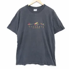 XL/古着 半袖 ビンテージ Tシャツ メンズ 00年代 00s ルアー 刺繍 コットン クルーネック 黒 26mar11