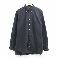 XL/古着 ラルフローレン 長袖 ブランド シャツ メンズ 90年代 90s ワンポイントロゴ 大きいサイズ ロング丈 コットン ボタンダウン 黒【spe】 26mar11