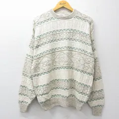 XL/古着 長袖 セーター メンズ 90年代 90s クルーネック USA製 薄ベージュ系他 26mar11
