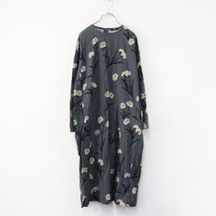 定価6.5万 M.&KYOKO 刺し子柄ストレッチバルーンワンピース グレー