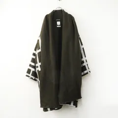 美品 メンズ ソウソウ SOU・SOU 京都 厚手ウール 宮中袖 袷 羽織りロングコート 桟 サイズL カーキ┃和柄 和服 秋冬【2400014876468】のサムネイル