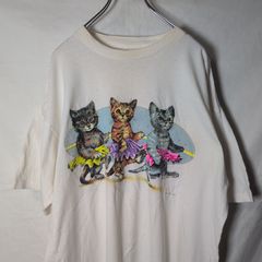 あいみょん 80s USA製 猫 アート 生成り シングルステッチTシャツ XL 