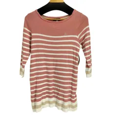 バーバリーブルーレーベル BURBERRY BLUE LABEL ロゴ刺繍 ボーダー 七分袖ニット チュニックワンピース レディース EUR：38 