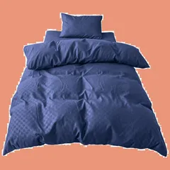 シングルロング 約150×210cm 光沢感 ネイビー 和モダン 市松柄 洗える シワになりにくい 掛け布団カバー 速乾 メリーナイト PE12101-72