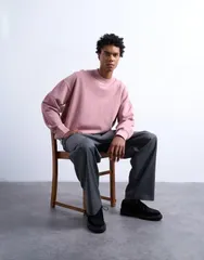 トップマン メンズ アウター パーカー・スウェット ドロップショルダー スウェット シャツ Topman premium oversized drop shoulder sweatshirt in wのサムネイル