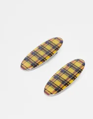 エイソス レディース アクセサリー ヘアアクセサリー ASOS DESIGN set of 2 hair clips in plaid multi design Multi マルチカラーのサムネイル