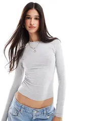 コットンオン レディース トップス Tシャツ クルーネック Cotton all day crew neck long sleeve top Gray Marle グレー
