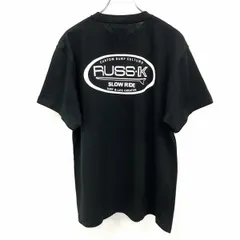 【新品】[印象N] RUSS.K ラスケー Tシャツ / カットソー メンズ M ブラック 黒 綿100% 両面ロゴプリント 英字 文字 丸首 クルーネック 半袖のサムネイル