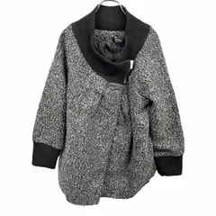【新品】[印象N] RVHSWDS パイルジャケット 裏地付き スナップボタン留め 長袖 リブカラー ポリ100% L メランジ グレー グレー×黒 レディース