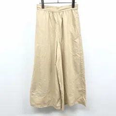 【新品】Samansa Mos2 - フリー レディース 若干薄手 イージーワイドパンツ ストレート ウエストにゴムと紐 無地 綿×セルロース ベージュ