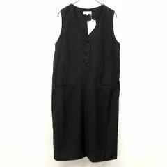 【新品】SWEET MOMMY スウィートマミー L レディース ノースリーブワンピース Vネック 裏地付き トップがジレのデザイン ポリ×レーヨン 黒