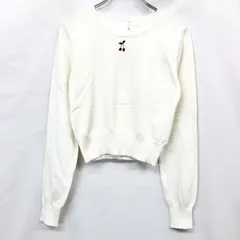【新品】who's who Chico フーズフーチコ F レディース 薄手 ニット セーター 後ろボタン留め チェリー 刺繍 さくらんぼ 長袖 オフホワイト