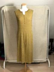 レイ BEAMS ウール ブレンド ノースリーブ マスタード ニット セーター ロング ONE PIECE