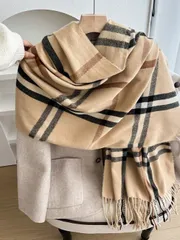 アクセサリー レディース スカーフ 1枚 レディース レトロチェック柄、プラスサイズ、カジュアル、エレガントなタッセルトリム、フェイクカシミア 暖かい、シンプルでファッショナブルなストールショール、ドレスの日常使い