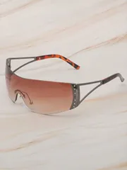 アクセサリー レディース アイアクセサリー 1個 新作 ラインストーン装飾 特大 正方形 未来的 Y2Kスタイル ファッショングラス レディース 夏 ビーチ バケーション アウトドア 旅行用