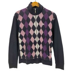 美品】BURBERRY アーガイル ドライバーズニット 薄手 3 ブラック