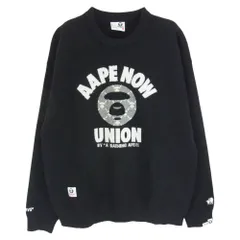 A BATHING APE アベイシングエイプ AAPKNMB370XXN 【フェイクバスターズ鑑定済】AAPENOW moonface logo エーエイプ ナウ ムーンフェイス ロゴ クルーネック ニット プルオーバー セーター ブラック系 L【中古】のサムネイル