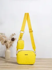 バッグ レディース ショルダーバッグ ポーチクロスボディバッグ キーチェーン付き 1セット