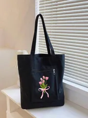 バッグ レディース トートバッグ 1個 ピンク フローラル柄 大容量ショルダートートバッグ、キャンバスハンドバッグ、ショッピングバッグ、パーティーバッグ、結婚式誕生日パーティーの好意袋、ハンドメイドトートバッグ、パ