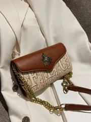 バッグ レディース ショルダーバッグ メタルチェーン ヴィンテージ  刺繍 レター レディース斜め掛けバッグ