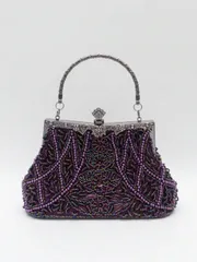 バッグ レディース ドレスバッグ 1個 フローラルトーテム ビーズ、スパンコール、花、メタルリーフ、ラインストーン装飾ヴィンテージ1920年代エレガントラグジュアリーイブニングクラッチバッグ、パーティー、結婚式、ブ