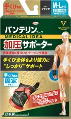 バンテリン加圧サポーター 手くび専用固定タイプ ふつう~大きめ/M~Lサイズ(手首周囲 12~19cm) ブラック