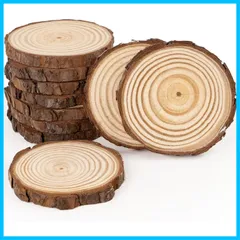 木製スライス 松木片 天然木 DIYパーツ 手芸材料 ディスク カップマット 記念品 撮影用 飾り物 (10枚セット 直径5～6cm)