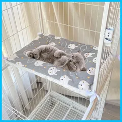 猫のベッドマット ペット マット 四隅紐付 滑り落ち防止 柔らかい バーシブル リバーシブル 洗える 通年利用 (グレーウサギ 25*40cm)のサムネイル