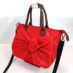 LANVIN en BIeu 람방온 블루 리본 핸드백 숄더백 2way 레드계 레드 샬롯 레이디스 리본 모티브 미니 토트 백