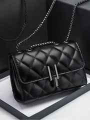 バッグ レディース ショルダーバッグ ファッショナブルな女性用ショルダーバッグ、チェーンストラップ付き、キルティングPUレザークロスボディバッグ、ラグジュアリーミニマリストアンダーアームメッセンジャーバッグ、ジッパ