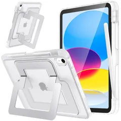 【新品】 SANDUODD iPad A16 ケース（11インチ・2025）/ iPad 第10世代 ケース（10.9インチ）対応 米軍MIL規格 縦横デュアルスタンド ペン収納 薄型 耐衝撃 半透明 (マットホワイト) 1