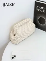 バッグ レディース クラッチバッグ エレガントなストライプカラーブロッククラッチ - 大容量メイクバッグ、ホワイト、耐久性、レディースハンドバッグ、マルチファンクション レディースビーチバッグ、サマーウォレット、エ