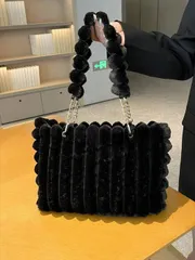 バッグ レディース トートバッグ 1個 大容量 ぬいぐるみ ジッパートートバッグ ファッションメタルチェーン付き、ファーデザイン、女性の日常使いに適しています、新作秋冬モデル、新着ファーバッグ 女性の秋冬ファッショ