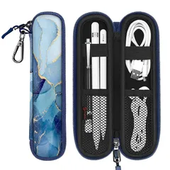 【新品】 Fintie Apple Pencil ケース バッグ 柔らかいネオプレン製 紛失防止ポケット ゴムバンド固定 Apple Pencil Pro/USB-C/ 第1/2 世代用 収納 保護ケース(柄Xマーブルブルー) 0