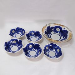 HANDＰＡＩＮＴＥＤ ◆【洋食器】手繪/盤子組（附把手盤・淺碗5件） 禮品【未使用】 【代引不可】【同梱不可】