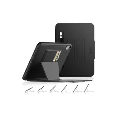 【新品】 SEYMAC stock iPad(A16) 第11世代11インチ/第10世代10.9インチ専用耐衝撃ケース 多角度横置き調節 オートスリープ ペン収納 カード収納 強磁力全面保護カバー（ブラック）