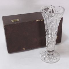 美品 ボヘミア クリスタル ガラス花瓶② 花入 共箱 送料込み26073002
