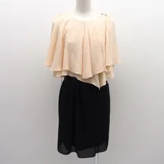 RUIRUE BOUTIQUE ◆ケープブラウスドッキングワンピース/ベージュ×ブラック/XXL/タグ付き U358 【レディース/ガールズ/LADY/女性/婦人】 レディースファッション【中古】 