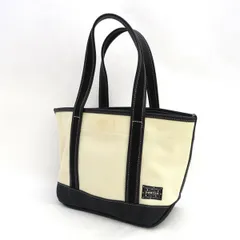PORTER　GIRL / ポーター ガール ◆ボーイフレンド トートバッグ S/キャンバス/ホワイト×ブラック 739-18515 【バッグ/バック/BAG/鞄/カバン】 レディースファッション【中古】 